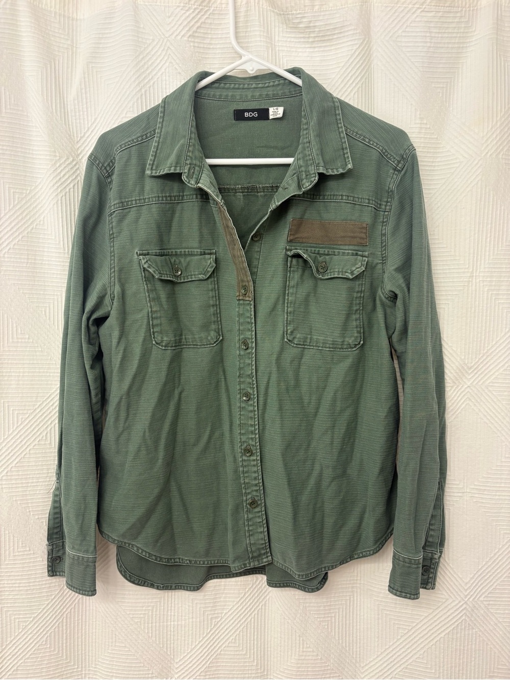 BDG Women's Olive/Army Green Utility Button-Down Lightweight Jacket